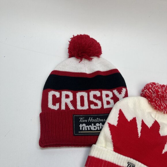 Lot x2 Tim Hortons Timbits Player Sydney Crosby #87 Tuque Red/Black/White O/S - Picture 3 of 7